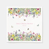 夏のワイルドフラワーと蝶のブライズシャワー スタンダードカクテルナプキン (正面)