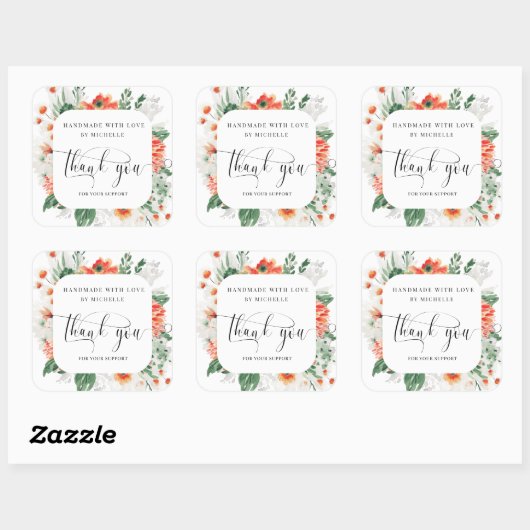 夏のワイルドフラワーの手作り愛感謝していし スクエアシール (シート)