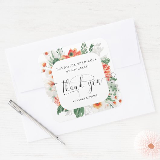 夏のワイルドフラワーの手作り愛感謝していし スクエアシール (封筒)