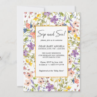 夏のワイルドフラワーの牧場でシップ＆シー ご招待 招待状