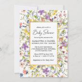 夏のワイルドフラワーの牧場のベビーシャワー 招待状 (正面)