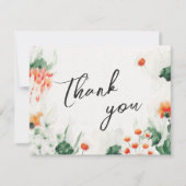 夏のワイルドフラワーの緑の結婚写真 サンキューカード (正面)