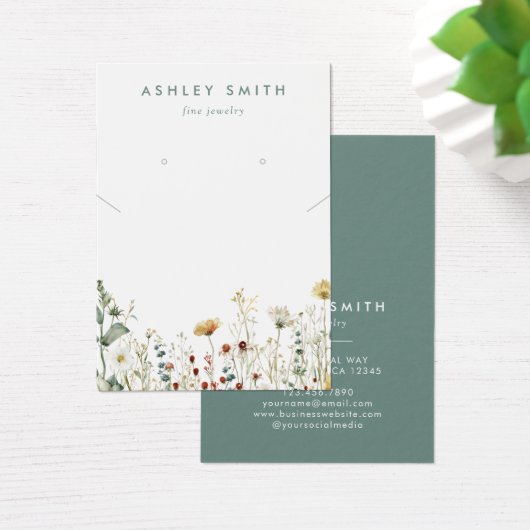 夏のワイルドフラワーイヤリングネックレス表示カード (デスク)