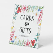 夏のワイルドフラワーウェディングカードとギフトサイン 台座サイン (正面)