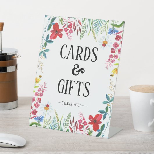 夏のワイルドフラワーウェディングカードとギフトサイン 台座サイン (インサイチュ)