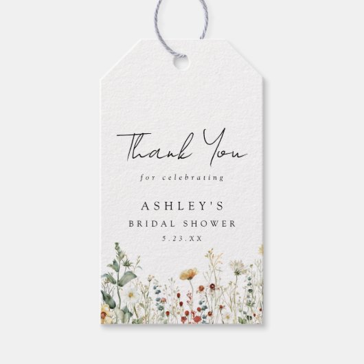 夏のワイルドフラワーガーデン ブライダルシャワー ギフトタグ (正面)
