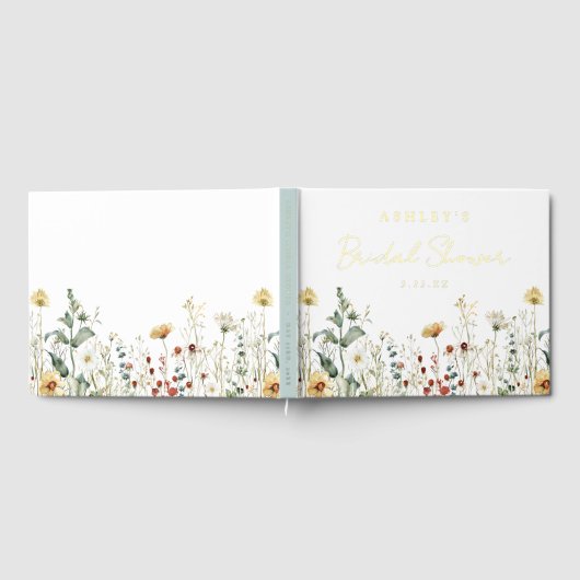 夏のワイルドフラワーガーデン ブライダルシャワー ゲストブック (全面)