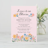 夏のワイルドフラワーピンクのブライダルシャワー招待 招待状 (スタンド正面)