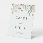 夏のワイルドフラワーフィールドの結婚式のカードとギフト 台座サイン (正面)