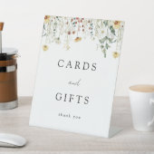 夏のワイルドフラワーフィールドの結婚式のカードとギフト 台座サイン (インサイチュ)