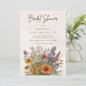 夏のワイルドフラワーブライダルシャワー招待 招待状 (スタンド正面)