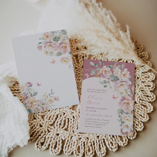 夏のワイルドフラワーブライダルシャワー招待 招待状