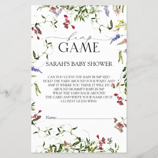 夏のワイルドフラワーベイビーシャワービンゴゲームフライヤー チラシ (正面)