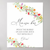 夏のワイルドフラワーミモザ バー ドリンク サイン (正面)