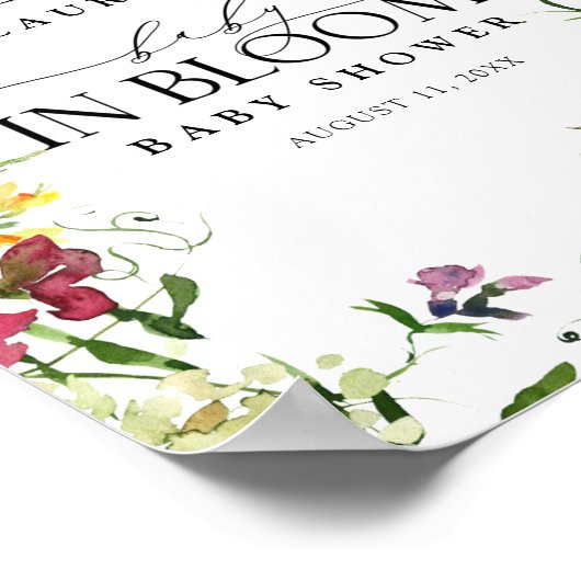 夏のワイルドフラワー水の色のフローラシャワーへようこそ ポスター (角)