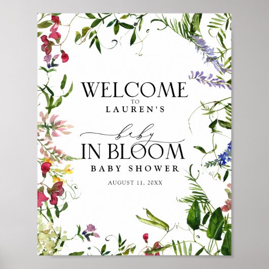 夏のワイルドフラワー水の色のフローラシャワーへようこそ ポスター (正面)