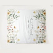 夏のワイルドフラワー畑のウェディング タペストリー (正面(横))