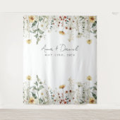 夏のワイルドフラワー畑のウェディング タペストリー (正面)