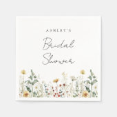 夏のワイルドフラワー畑のブライズシャワー スタンダードカクテルナプキン (正面)