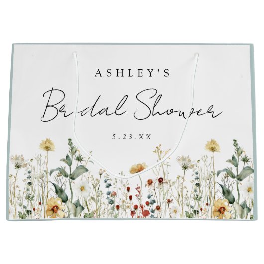 夏のワイルドフラワー畑のブライズシャワー ラージペーパーバッグ (正面)