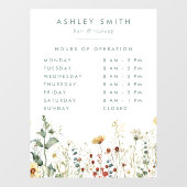 夏のワイルドフラワー畑の営業時間 ウィンドウサイン (シート)