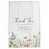 夏のワイルドフラワー畑 ブライダルシャワーのお礼 ミディアムペーパーバッグ (裏面)