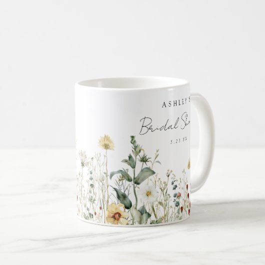 夏のワイルドフラワー フィールド ブライダル シャワーのお favors コーヒーマグカップ (正面右)