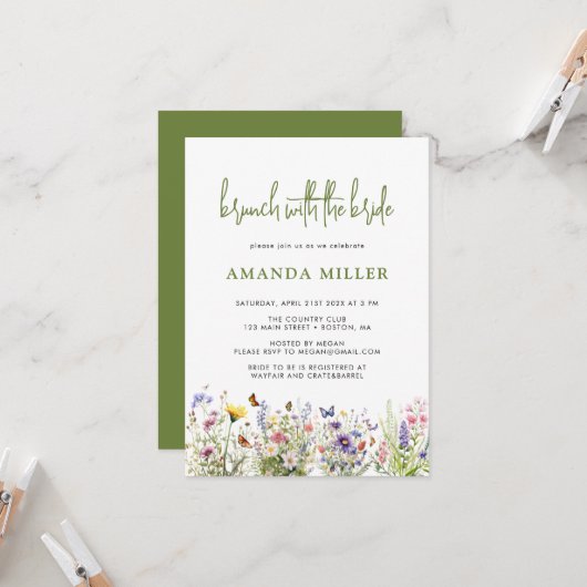 夏のワイルドフラワー ブライダルシャワーブランチの招待状 招待状 (正面/裏面インサイチュ)