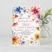 夏のワイルドフラワー リース ベビーシャワー 招待状 (スタンド正面)