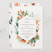 夏のワイルドフラワー 水彩 結婚式招待状 招待状 (正面/裏面)