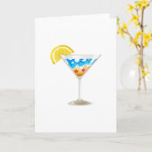 夏のワイングラスのグリーティングカード カード (黄色い花)