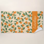 夏のヴィンテージオレンジボホフルーツパーソナライズされた ビーチタオル (正面)