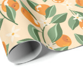 夏のヴィンテージオレンジボホ自然フルーツ ラッピングペーパー (ロールコーナー)