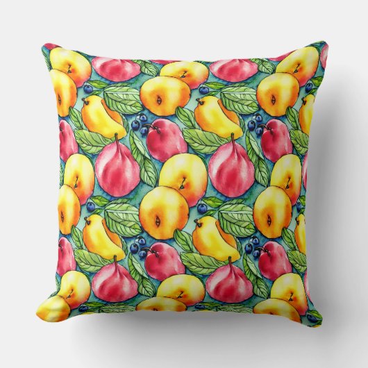 夏のヴィンテージ果実水の色のパターン クッション (正面)