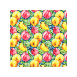 夏のヴィンテージ果実水の色のパターン メタルプリント