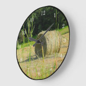 夏の丸いベール農家干し畑のシーン ラージ壁時計 (傾斜)