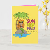 夏の人魚かわいいグリーティングカード カード (黄色い花)