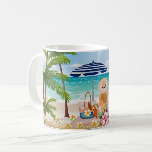 夏の休日、海辺での贅沢なバケーション コーヒー コーヒーマグカップ (正面左)
