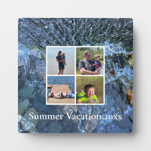 夏の休暇が波打つ水の海湖の石 フォトプラーク (正面)