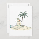 夏の休暇の雪だるまトロピカルビーチの雰囲気の島 シーズンポストカード (正面/裏面)