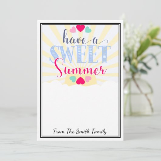 夏の先生ギフトマネーカードホルダーを持っている 招待状 (スタンド正面)