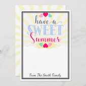 夏の先生ギフトマネーカードホルダーを持っている 招待状 (正面/裏面)