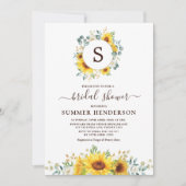 夏の光輝-庭のヒマワリのブライダルシャワー 招待状 (正面)