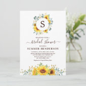 夏の光輝-庭のヒマワリのブライダルシャワー 招待状 (スタンド正面)