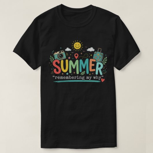 夏の冒険:私の「なぜ」を思い出す Tシャツ (デザイン正面)