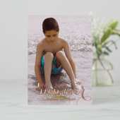 夏の写真金ゴールドはっきりした押し箔 箔招待状 (立ち正面)