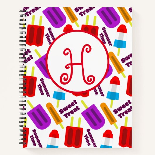 夏の冷凍ジュースバー モノグラム ノートブック (正面)