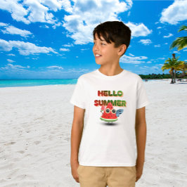 夏の到来を可愛いスイカのビーチアートでお祝い Tシャツ