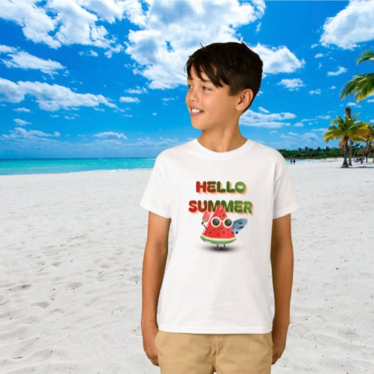 夏の到来を可愛いスイカのビーチアートでお祝い Tシャツ