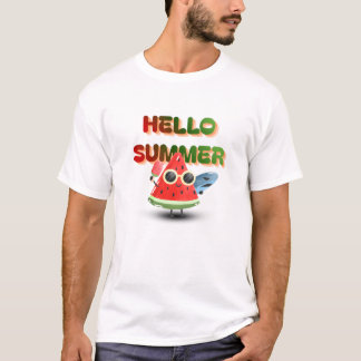 夏の到来を可愛いスイカのビーチアートでお祝い Tシャツ